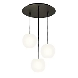 Pendelleuchte ACAI, Ø16cm, 3-flammig, rund, E27, IP20, opalweiß matt, Pendel schwarz matt