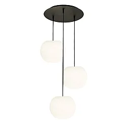 Pendelleuchte ACAI, Ø26cm, 3-flammig, rund, E27, IP20, opalweiß matt, Pendel schwarz matt