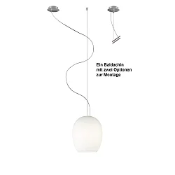 pendant luminaire ANUA 1 flame E27 IP20, brushed aluminium, matt, opal white dimmable