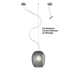 pendant luminaire ANUA 1 flame E27 IP20, brushed aluminium, grey, matt dimmable