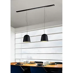 Pendant luminaire CLAVIO M, 2x E27, IP20, Lava anthracite / black matt