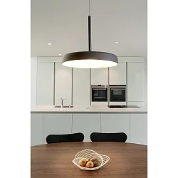 LED Lava-Keramik-Pendelleuchte CLAVIO FLAT, IP20, Ø 32cm, 24W 2700K 2680lm, dimmbar, anthrazit / schwarz matt