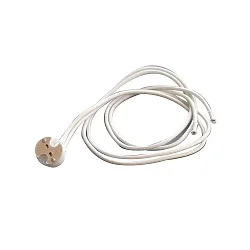 12V AC/DC Halogenfassung Keramik G4 - GY6.35, max. 50W, mit 50cm Kabel