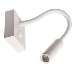 LED Wandleuchte BRAHE I, eckige Wandplatte mit Flexarm-Spot und Schalter, 3.3W 3000K 175lm 1373cd 25°, verkehrsweiß