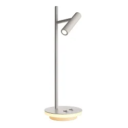 LED Tischleuchte BRAHE, mit beleuchtetem Fuß + LED Spot am Ausleger, 8.5W 3000K 470lm 25°, Verkehrsweiß
