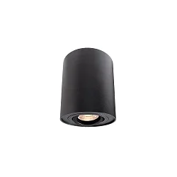 Deckenaufbau-Strahler BENGALA, IP20, zylindrisch, Ø 9.6cm, GU10 max. 50W, drehbar /  schwenkbar, Aluminium, schwarz