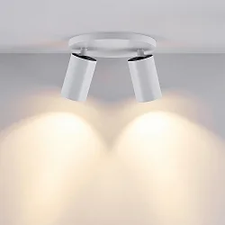 Deckenstrahler CAN TILT ROUND, IP20, 2-flammig, runde Basis, Ø 20cm, 2x GU10, verstellbar, weiß