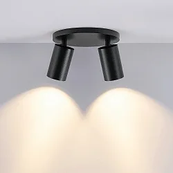 Deckenstrahler CAN TILT ROUND, IP20, 2-flammig, runde Basis, Ø 20cm, 2x GU10, verstellbar, schwarz