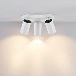 Deckenstrahler CAN TILT ROUND, IP20, 3-flammig, runde Basis, Ø 25cm, 3x GU10, verstellbar, weiß