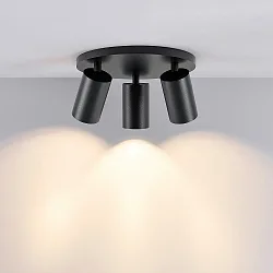 Deckenstrahler CAN TILT ROUND, IP20, 3-flammig, runde Basis, Ø 25cm, 3x GU10, verstellbar, schwarz