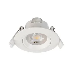 LED Sanierungs-Downlight SMD-68-230V-RUND, IP20, schwenkbar 36°, dimmbar, 6.5W 4000K 550lm 45°, verkehrsweiss