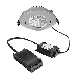 LED Einbau-Strahler DIONE IP20, Ø 8.2cm, 8.5W 4000K 800lm 36°, schwenkbar 30°, Quick-Terminal, dimmbar, Silber