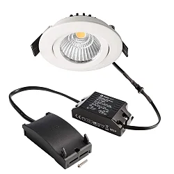 LED Sanierungs-Downlight DIONE IP20 DTW, Ø 8.2cm, 8.5W 1800-3000K 480lm 36°, CRi >95, schwenkbar 30°, Quick-Terminal, weiß