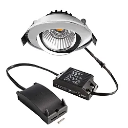 LED Sanierungs-Downlight DIONE IP20 DTW, Ø 8.2cm, 8.5W 1800-3000K 480lm 36°, CRi >95, schwenkbar 30°, Quick-Terminal, Chrom