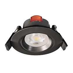 LED Sanierungs-Downlight SMD-68-230V-RUND, IP20, schwenkbar 36°, dimmbar, 6.5W 2700K 510lm 45°, verkehrsschwarz
