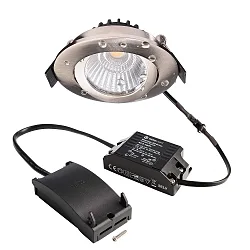 recessed spotlight DIONE IP44 DTW 930-918 swivelling, Dim-To-Warm, wired through IP44, brushed nickel dimmable
