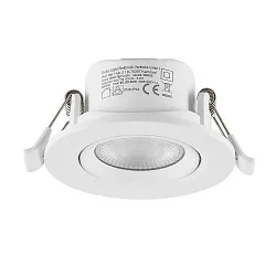 LED Einbaustrahler SURTUR TILT 68 CCT, IP44 IK06, 6W 2700/3000/4000K 600lm 40°, CRi>90, dimmbar, schwenkbar, weiß