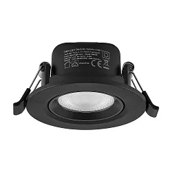 LED Einbaustrahler SURTUR TILT 68 CCT, IP44 IK06, 6W 2700/3000/4000K 600lm 40°, CRi>90, dimmbar, schwenkbar, schwarz