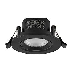 recessed spotlight SURTUR TILT 68 DTW swivelling, Dim-To-Warm IP20/ IP44, black dimmable
