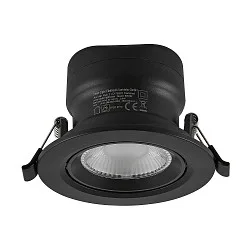 LED Einbaustrahler SURTUR TILT 83 DTW, IP44 IK06, Ø 10.5cm, 9W 1800-2700K 720lm 40°, CRi>90, Dim-To-Warm, schwenkbar, schwarz