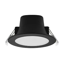 LED Downlight ACRUX PRO 82 CCT, IP54 IK05, Ø 11cm, 9W 2700/3000/4000K 1180lm 100°, CRi>90, UGR<19, dimmbar, schwarz