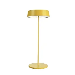 Outdoor LED-Akku-Tischleuchte MIRAM, Kopf + Standfuß, IP54, Up/Down, 3.7V, 2.2W 3000K 196lm, mit Touch-Dimmer + USB-C, gelb