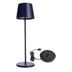 Outdoor LED Akku-Tischleuchte BUNDLE CANIS, IP65 IK04, 3.5W 2200/2700K, mit Touch-Sensor + USB-Ladesockel, kobaltblau
