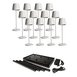 battery table lamp CANIS GASTRO L with touch dimmer, with charger, 12 pcs. IP65, mat, traffic white dimmable