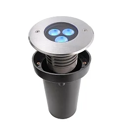 Outdoor LED NV-Boden-Einbaustrahler III RGB, IP67 IK10, 24V DC (exkl. BG), 7.4W RGB 370lm 30°, 4-Pol, dimmbar, Edelstahl