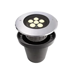 Outdoor LED Boden-Einbaustrahler CANUM, IP67 IK09, Ø 17.3cm, 220-240V, 12W 3000K 700lm 35/45°, schaltbar, Edelstahl