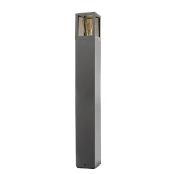 Pollerleuchte FACADO II ECKIG, IP65, 65cm, E27, mit IP67 Anschlussdose, Alu-Druckguss / PC, dunkelgrau / rauch-getönt, klar