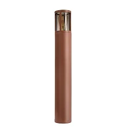 Pollerleuchte FACADO II RUND, IP65, 65cm, E27, mit IP67 Anschlussdose, Alu-Druckguss / PC, rost / rauch-getönt, klar