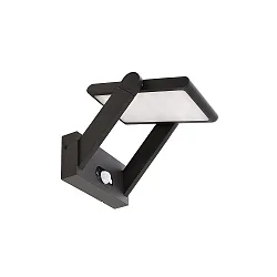 LED Solar-Wandleuchte SOLAR PREMIUM I, IP54, inkl. Sensor + Akku, 1.6W 3200K 170lm, neigbar, Dunkelgrau