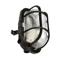 Wand-und Deckenleuchte SOTANO RETRO, OVAL, IP44 IK06, E27 max. 60W (LED 7W), schwarz / Streuglas klar