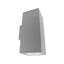 LED Fassadenstrahler SHORELINE PRO SQUARE 140 UP&DOWN, IP65 IK08, 31.5W 3000/4000K 3400lm 36°, CRi >90, dimmbar, hellgrau