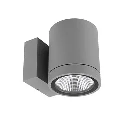 LED Fassadenstrahler SHORELINE PRO ROUND 100 DOWN, IP65 IK08, 12W 3000/4000K 1000lm 36°, CRi >90, dimmbar, hellgrau