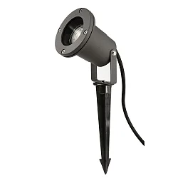 Erdspießstrahler SPIKY 100mm, 1xGU10, IP65 IK05, inkl. Abdeckung + 250cm Anschlusskabel und IP44 Anschlussstecker, schwarz