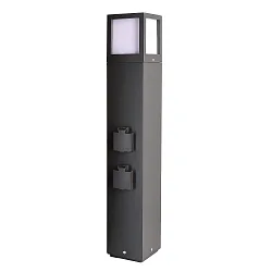 Steckdosenturm FACADO SOCKET, IP54, 2-fach, mit E27-Fassung (max. 20W), schaltbar, Alu-Druckguss, dunkelgrau / matt, 65cm