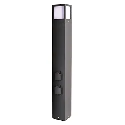 Steckdosenturm FACADO SOCKET, IP54, 2-fach, mit E27-Fassung (max. 20W), schaltbar, Alu-Druckguss, dunkelgrau / matt, 100cm