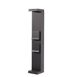LED Energieverteiler LERNA 600, 60cm, 2 Steckdosen, 50/100°, 7,4W 3000/4000K 237/256lm, IP65 IK06, Alu-Druckguss, dunkelgrau