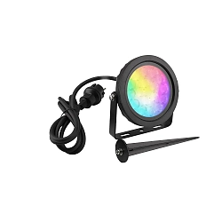 LED Erdspieß-Strahler RF-SMART SPOT, IP65, 100-240V AC, 9W RGB + 2700-6500K 900lm 15°, mit Steckerkabel, schwarz