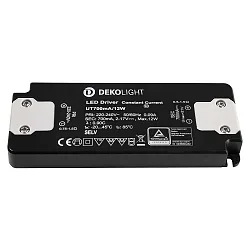 LED Netzgerät FLAT CC UT700mA/12W (CC, DC), stromkonstant, 1,4-12W, 220-240V, IP20, schwarz