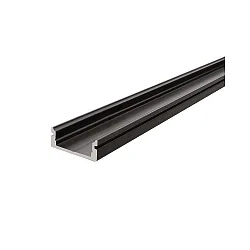 AU-01-12, flat U-profile for 12 - 13,3 mm LED stripes, 200cm, matt brushed black