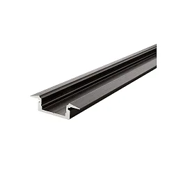 ET-01-10, flat T-profile for 10 - 11,3 mm LED stripes, 200cm, matt brushed black