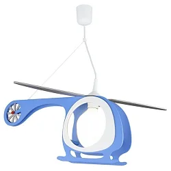 Pendelleuchte HUBSCHRAUBER, Kinderzimmerleuchte, 1x E27, blau / weiß