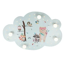 LED Bildwolke LITTLE INDIANS, 5x E14, 40 LEDs, mint