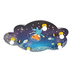 LED Bildwolke LITTLE ASTRONAUTS SPACE MISSION, 5x E14, 40 LEDs, blau