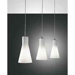 Pendelleuchte DIANA, E27, 3-flammig, Höhe verstellbar, Chrom / Glas weiß