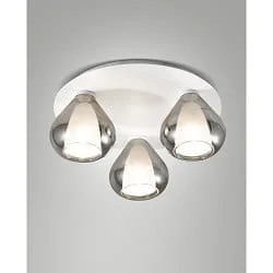 Deckenleuchte LILA, 3-flammig, E14, Borosilikatglas, Schirme fumé