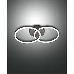 LED Wand- und Deckenleuchte GIOTTO, 2-fach, 2x Ø 30cm, 36W 3000K 3780lm, dimmbar, schwarz
